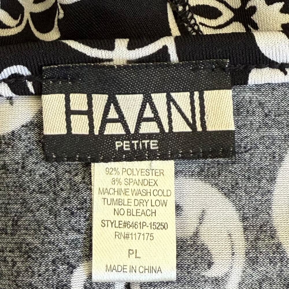 HAANI Floral Sleeveless Fit Flare Dress Jersey Stretchy Petite L Black & White - Picture 13 of 13